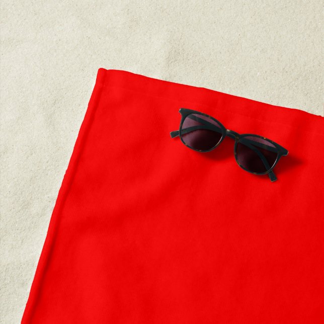 Simply Red Solid Colour Customise It Beach Towel (In Situ)