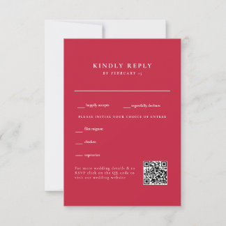  Simply Red Wedding QR Code RSVP Card