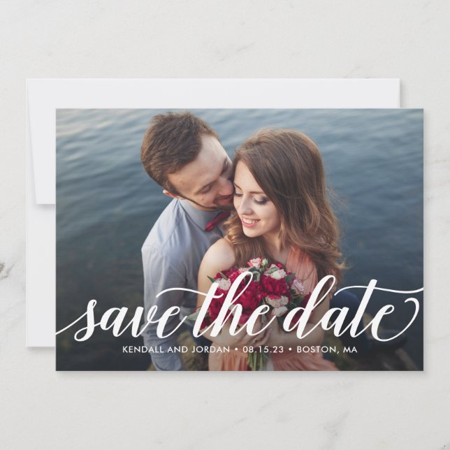 Simply Romantic Editable Colour Save The Date Card (Front)