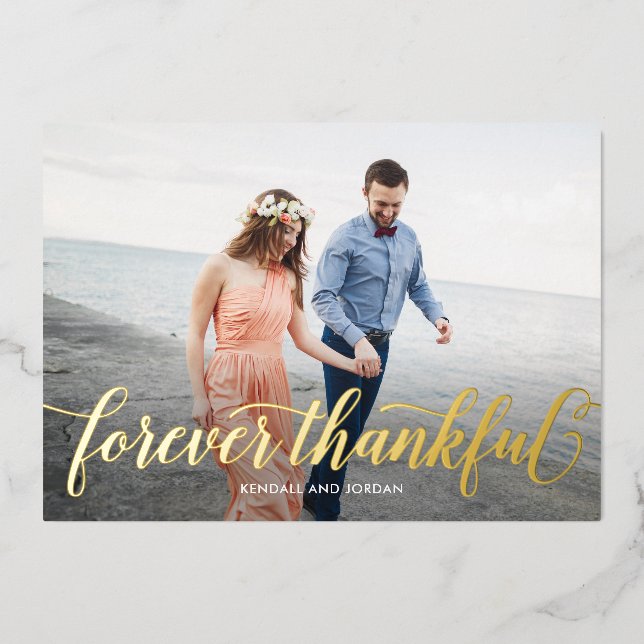 Simply Romantic REAL FOIL Photo Thank You Card (Front)