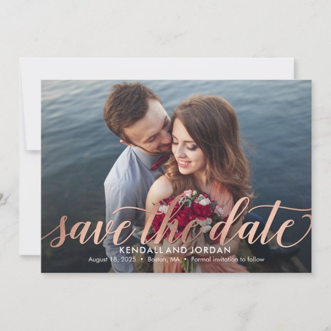 Simply Romantic Save The Date Card (Front)