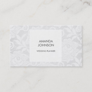 Simply Royal White Lace Wedding Event Planner Business Card