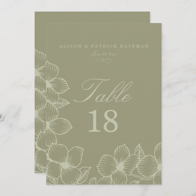 Simply Sage Floral Wedding Table Cards (Front/Back)