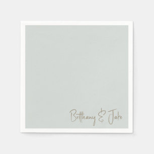 Simply Sage Gold Script Wedding Cocktail Napkin
