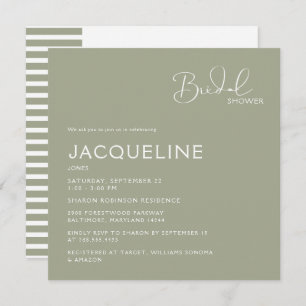 Simply Sage Square Bridal Shower Invitation