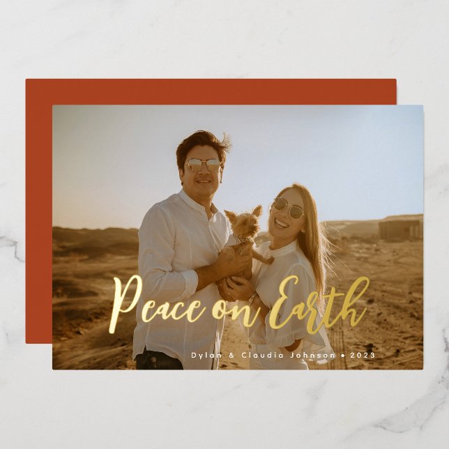 Simply Scripted Photo Foil Holiday Card (Front/Back)