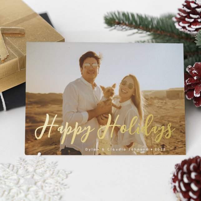 Simply Scripted Photo Foil Holiday Card (Creator Uploaded)