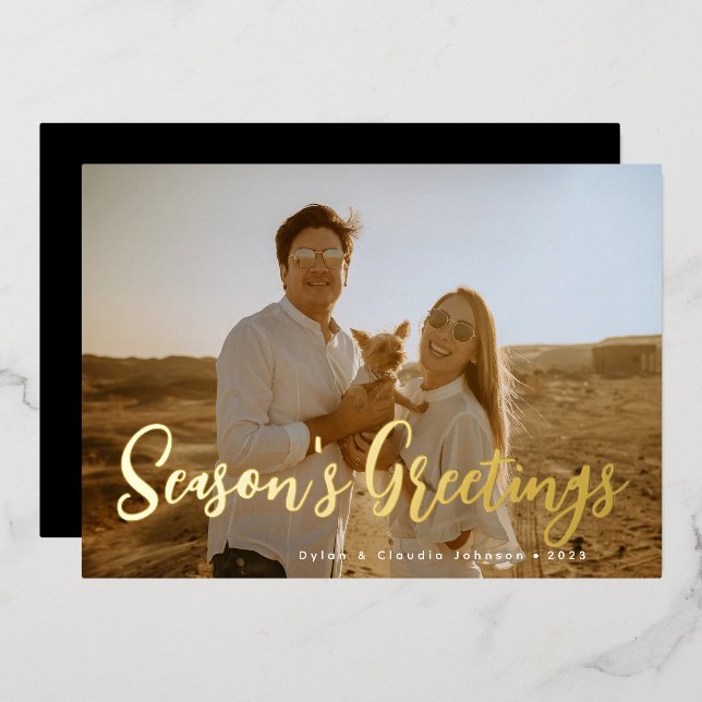 Simply Scripted Photo Foil Holiday Card (Front/Back)