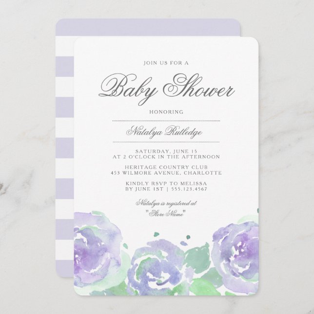 Simply Serene Baby Shower Invitation (Front/Back)