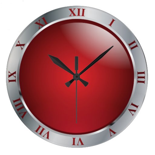 Image of Simply Silver and Red Large Clock