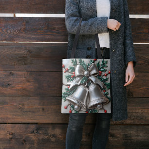 Simply Silver Bells Christmas Tote Bag