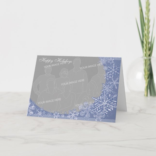 Simply Snowflake Art Personalised Photo Frame 2 Holiday Card (Front)
