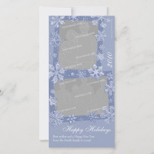 Simply Snowflakes Personalised Double Photo 2 Holiday Card