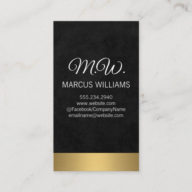 Simply Sophisticated / Elegant Monogram / Black Business Card (Front)