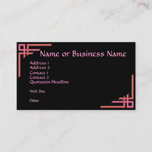 Simply Sophisticated Pink Art Deco Business Card (Front)
