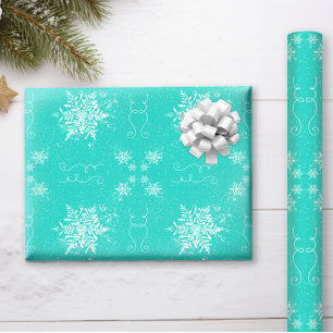 Simply Southwest Snowflakes on Turquoise Wrapping Paper