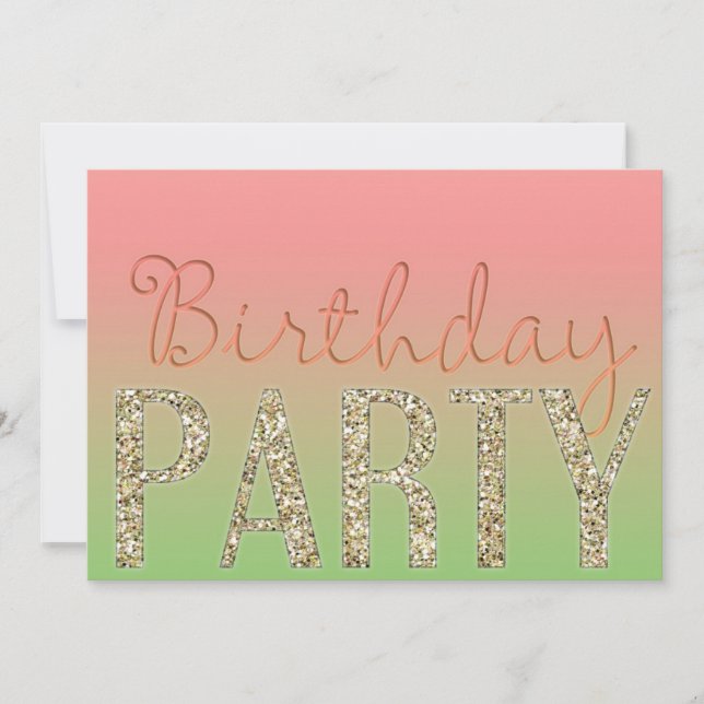 Simply Sparkle Cute Girl Birthday Party Invitation (Front)