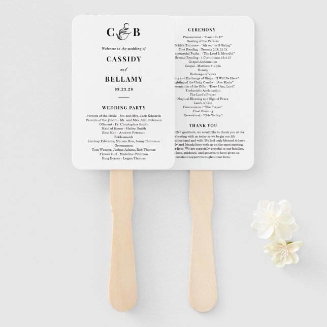Simply Splendid EDITABLE COLOR Wedding Program Hand Fan (Front and Back)