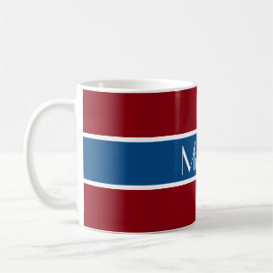 Simply Stripes dark blue + your backgr. & Name Coffee Mug