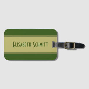 Simply Stripes khaki green + your backgr. & Name Luggage Tag