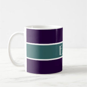 Simply Stripes ocean green + your backgr. & Name Coffee Mug