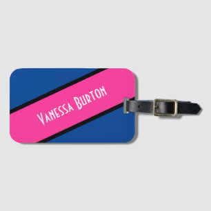 Simply Stripes pink + your backgr. & Name Luggage Tag