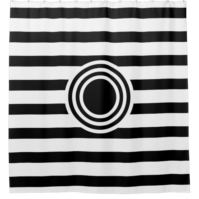 Simply Stripes white & Dots black and white Shower Curtain (Front)