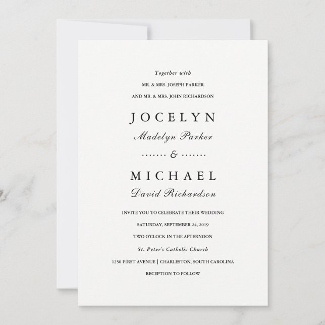 Simply Stylish | Black and White Wedding Invitation (Front)