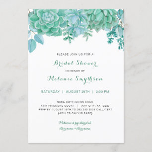 Simply Succulents bridal shower invitations 3961