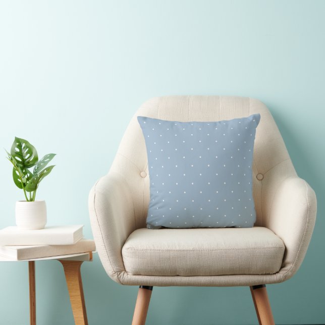 Simply Sweet Dusty Blue Polka Dots Pattern Cushion (Chair)