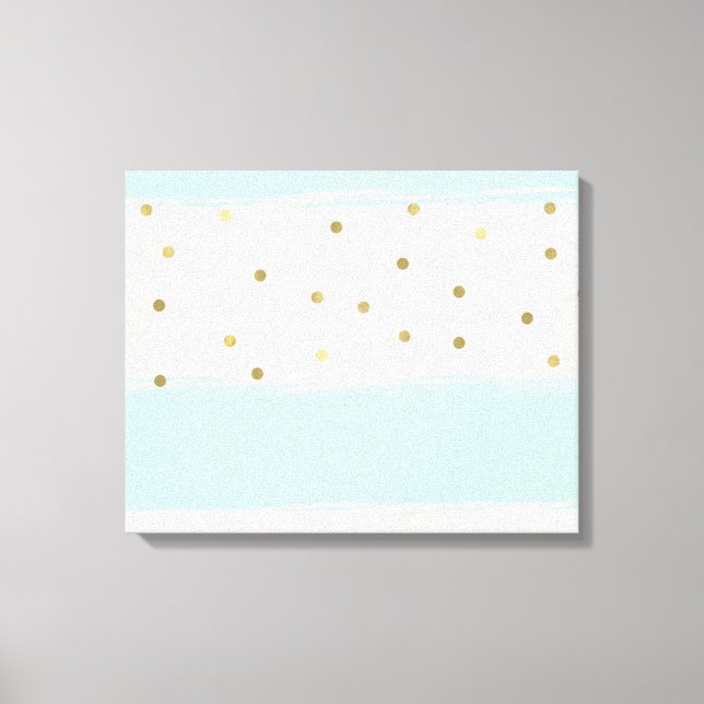 Simply Sweet Peach Mint Gold Stripes Confetti Canvas Print (Front)