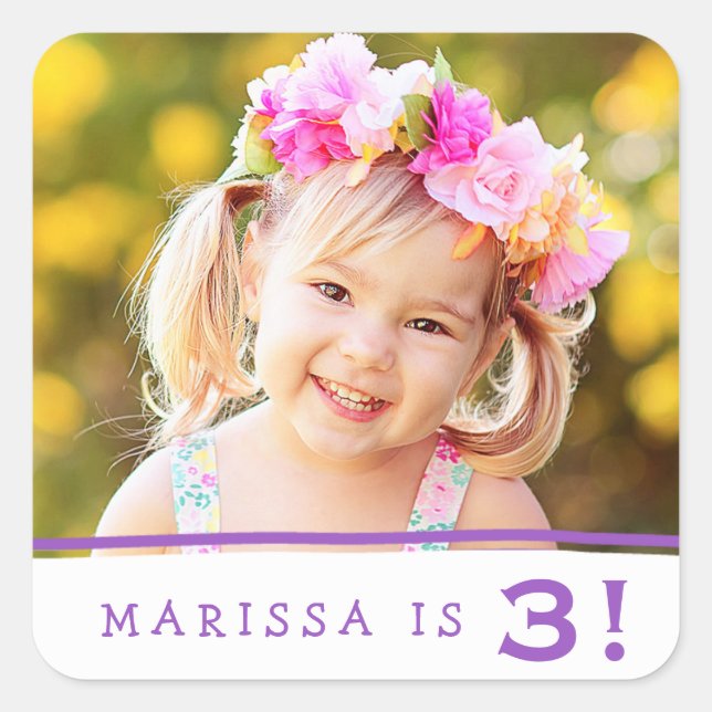 Simply Sweet Personalised Photo Birthday Stickers (Front)