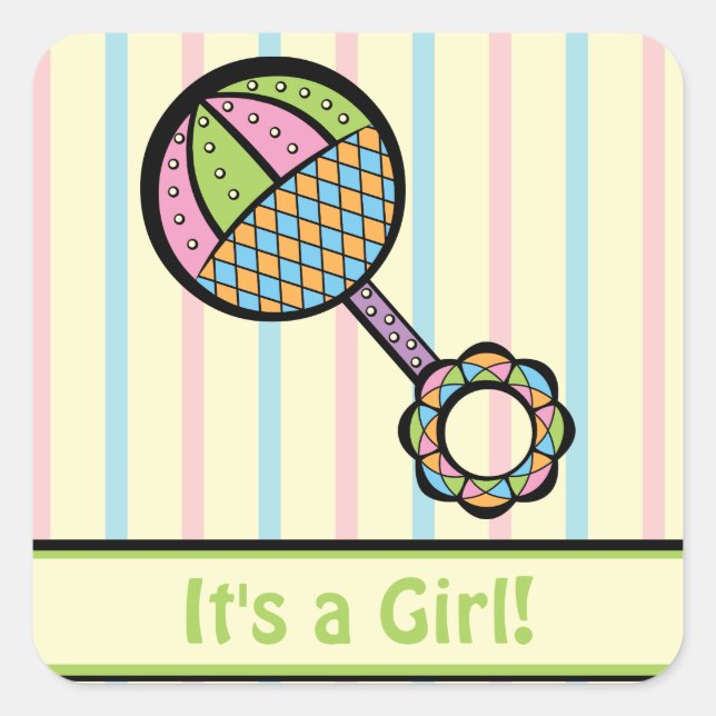 Simply Sweet Rattle Announcement Sticker (Front)