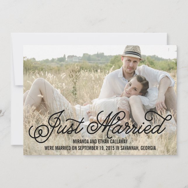 Simply Sweet Wedding Announcement - Black (Front)