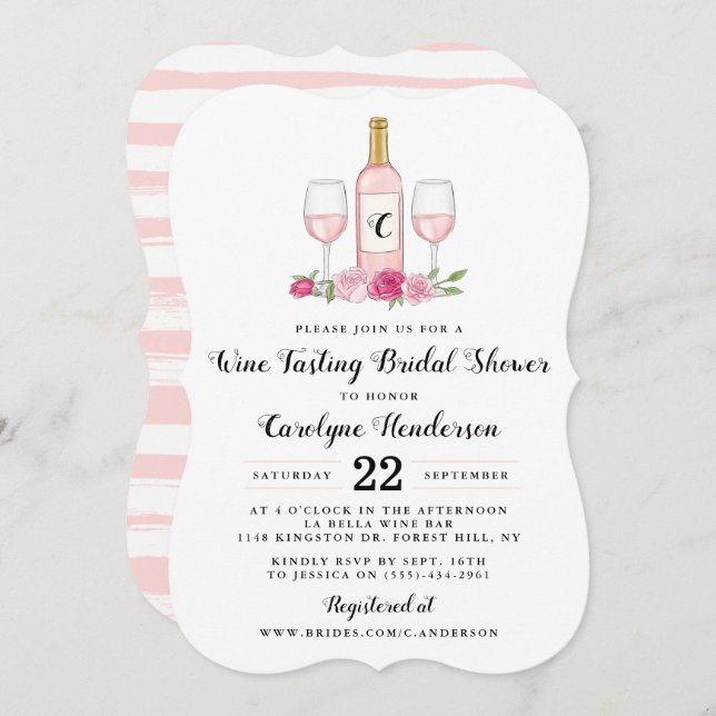 Simply Sweet Wine Tasting Bridal Shower Invitation (Front/Back)