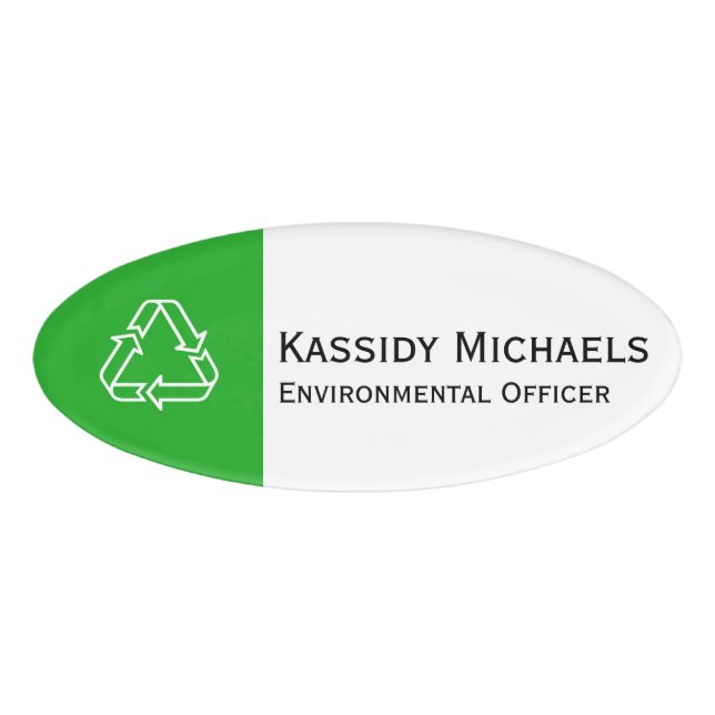 Simply Symbols - RECYCLING + your text & ideas Name Tag (Front)