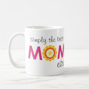 Simply the best mum ever pink flower photo heart coffee mug