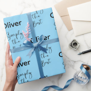 Simply the Best Personalised Pale Blue Wrapping Paper
