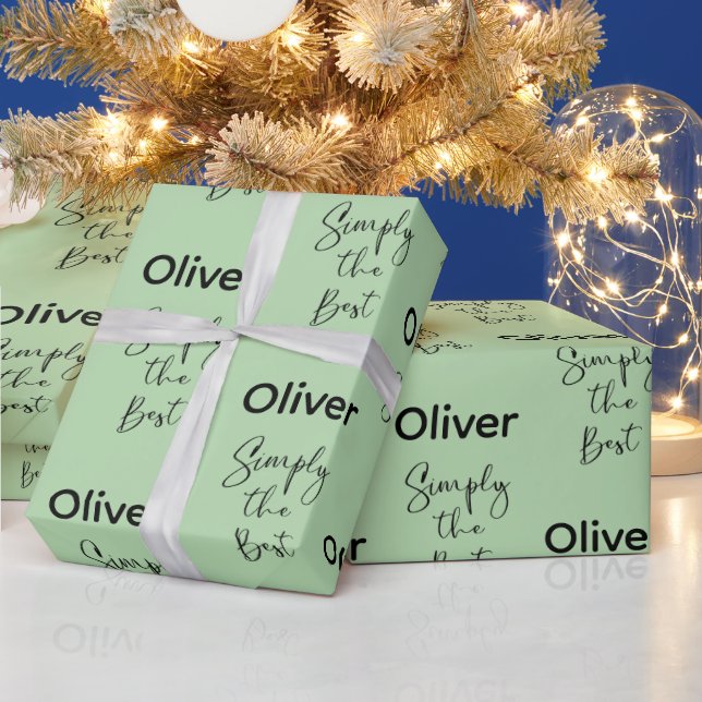 Simply the Best Personalized Light Green Wrapping Paper (Holidays)