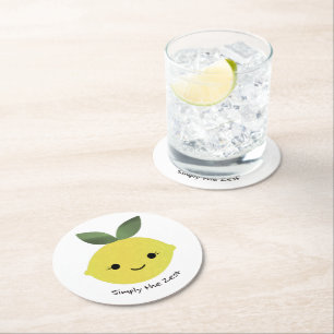 Simply the Zest Cute Kawaii Lemon Round Paper Coaster