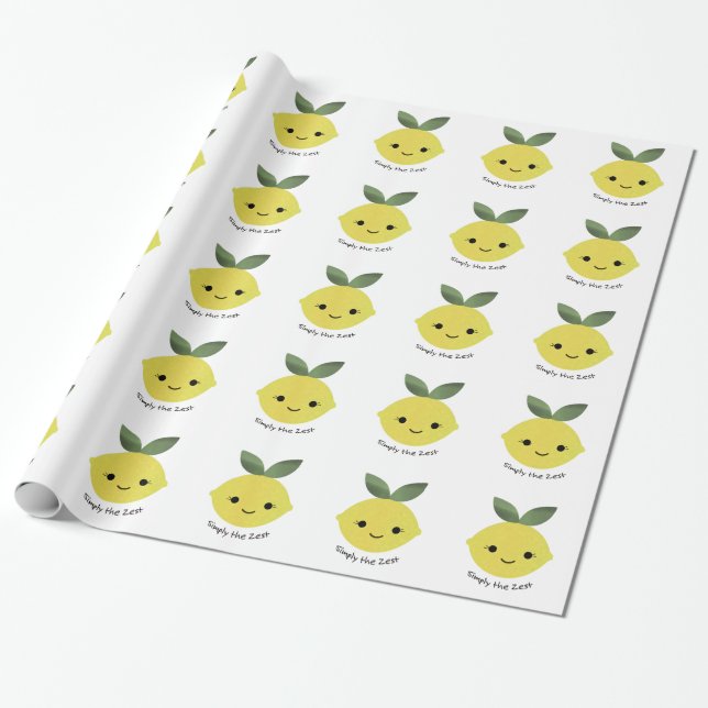 Simply the Zest Cute Kawaii Lemon Wrapping Paper (Unrolled)