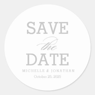 Simply Timeless EDITABLE COLOR Save The Date Classic Round Sticker