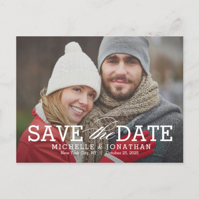 Simply Timeless EDITABLE COLOR Save The Date Postcard (Front)