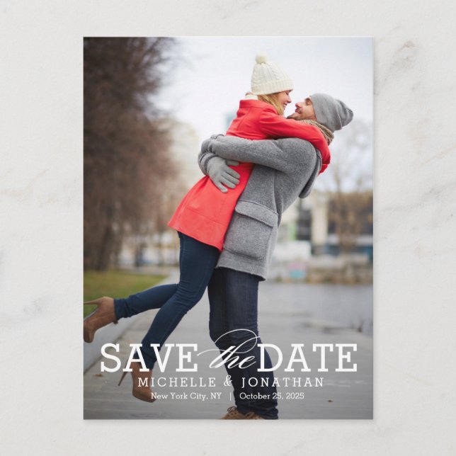 Simply Timeless EDITABLE COLOR Save The Date Postcard (Front)
