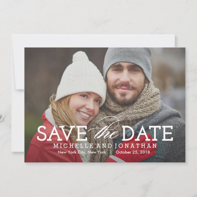 Simply Timeless Photo Save The Date Card (Front)