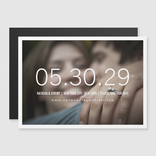 Simply Timeless Save The Date Photo Magnet Card (Front/Back)