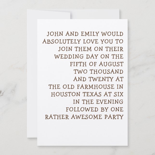 Simply Typography Fun & Informal Wedding Invitation (Front)