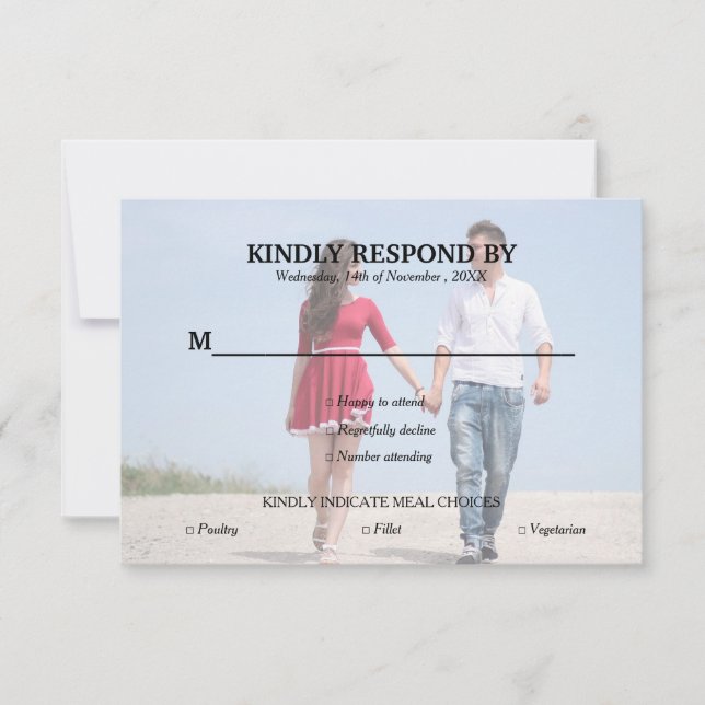 Simply Typography Photo Wedding RSVP Card (Front)