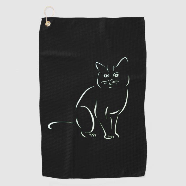 Simply White Kitty Cat Golf Towel (Front)