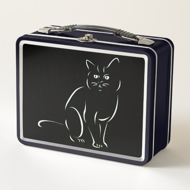 Simply White Kitty Cat Metal Lunch Box (Front)